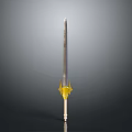 Silver Metallic Sword With Yellow Decorative Hilt And Sharp Blade