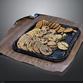 Assorted Cookies on Black Tray Served with Brown Paper on Dark Background