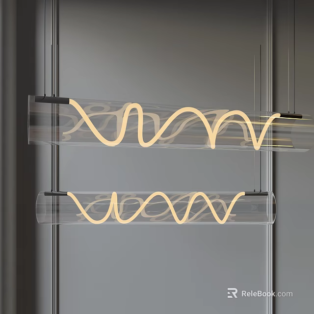 Modern Wavy LED Pendant Light With Transparent Structure For Contemporary Interior Decor 3d model 