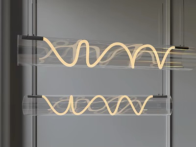 Modern Wavy LED Pendant Light With Transparent Structure For Contemporary Interior Decor 3d model