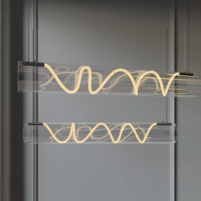 Modern Wavy LED Pendant Light With Transparent Structure For Contemporary Interior Decor 3d model