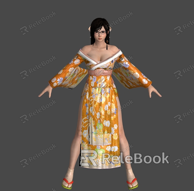 Japanese kimono beauty realistic beauty female woman Japanese cute kimono shoes student girls can do action model