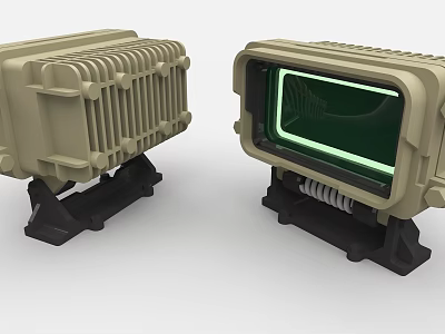 Khaki Industrial Equipment With Heat Dissipation Grilles And Transparent Observation Window 3d model