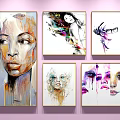 Colorful Abstract Portraits Wall Art Collection With Diverse Styles And Vibrant Brushstrokes