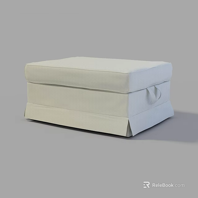 White Fabric Ottoman With Storage Function Modern Simple Design For Living Room 3d model