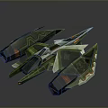 Green Sci Fi Spaceship With Multiple Wings And Complex Cosmic Design 3d model