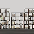 Modern Wooden Shelving Unit In Living Space With Books Decorative Items And Vase