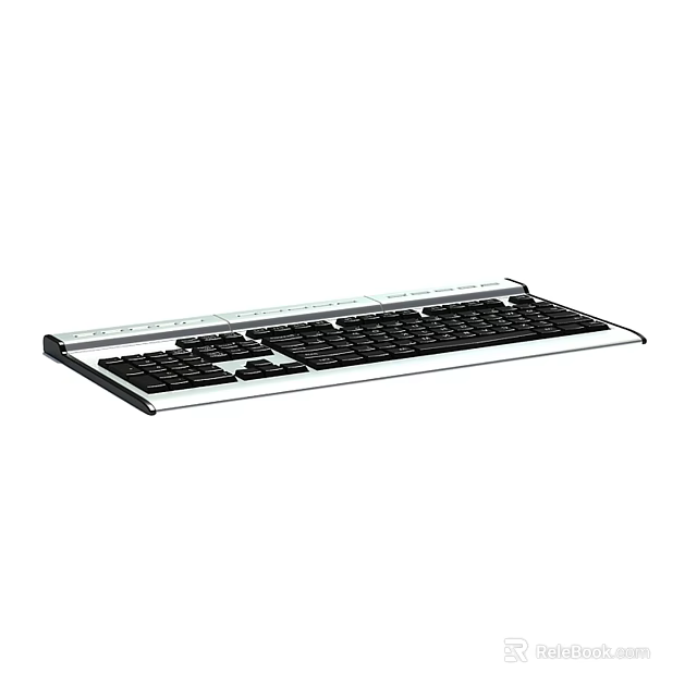 Modern Computer Keyboard With Full Size Black Keys Silver Frame And Comfortable Layout 3d model 