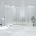 Modern Public Office Space With Open Layout Green Plants And Circular Ceiling Lights