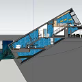 Black Slanted Detached Villa By Lakeside With Grassland Mountains And Lit Windows