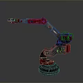 Industrial Robotic Arm With Red And Silver Mechanical Structure Rotating Base And Operational Components 3d model