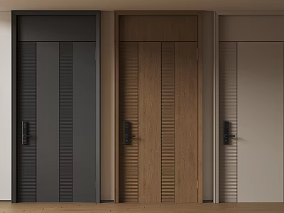 Modern Security Doors in Black Wooden and Beige with Contemporary Sleek Design 3d model
