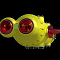 Yellow Submersible Vehicle Exploring Underwater Blue Ocean Sandy Seabed