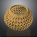Woven Yellow Round Basket With Intricate Textured Design And Smooth Surface