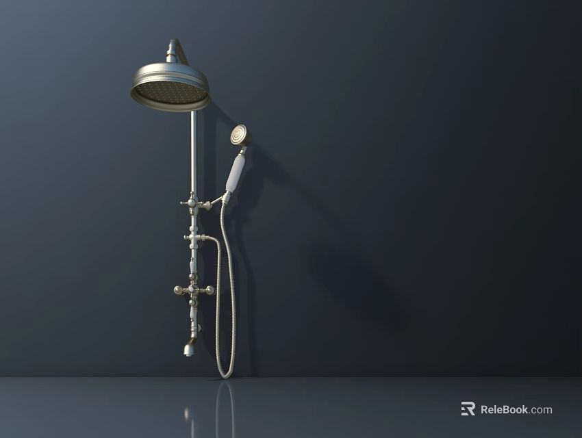 Modern Brass Shower Head With Handheld Sprayer And Wall Mounted Design 3d model 