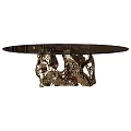 Modern Round Dining Table With Glass Top And Golden Irregular Base
