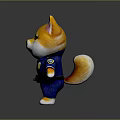 Cute Shiba Inu as Police Officer With Yellow Fur Blue Uniform And Badge