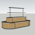 Circular Display Shelf with Multi Tier Wooden Shelves and Metal Frame for Retail Store