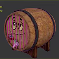 Wooden Beer Barrel With Smiley Face Beer Label Faucet And Black Hoops