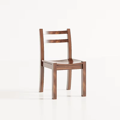 Wooden Dining Chair With Horizontal Slat Back And Simple Modern Design 3d model