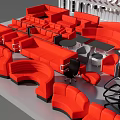 Modern Stylish Lighting Fixture Set With Red Black White Components Various Shapes And Parts