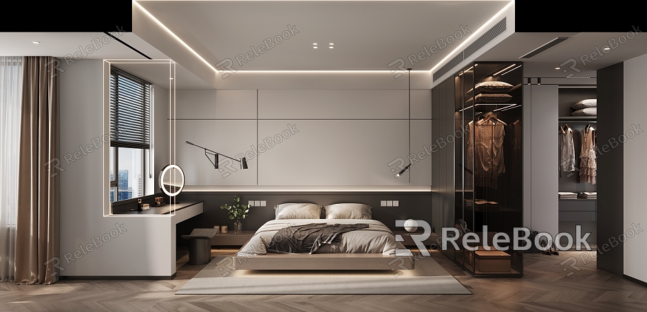 Bedroom Minimalist Bedroom Bedroom Soft-fitting Suspension Bed Without Main Lamp model