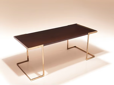 Modern Sleek Coffee Table With Dark Wood Tabletop And Gold Metal Legs Design 3d model