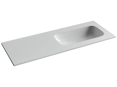 Modern White Rectangular Washbasin With Smooth Surface And Sleek Design 3d model