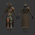 Modern game character western Denim Denim 3d model