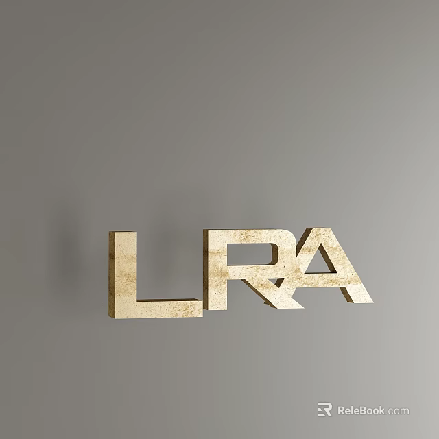 Decorative Ornament Set With LRA Letters Gold Textured 3D Design On Gray Background 3d model 