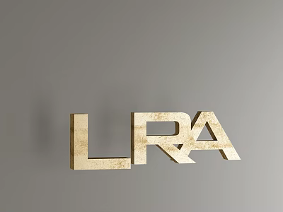 Decorative Ornament Set With LRA Letters Gold Textured 3D Design On Gray Background 3d model