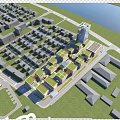 Aerial View of Modern Industrial Factory Complex with Greenery Roads Urban Surroundings and River