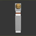 Geometric Sculpture Carving with Columnar Structure Golden Top Orange Stripe Gray White Stacked Blocks