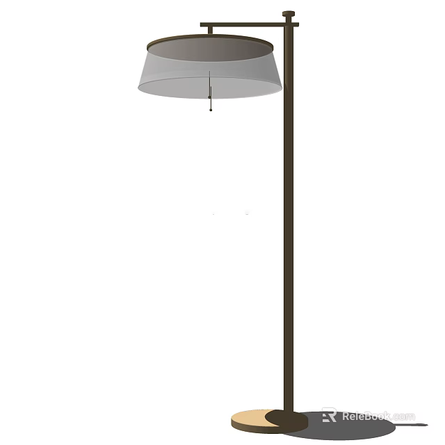 Modern Floor Lamp With Light Shade And Dark Metal Pole For Home Decor 3d model 
