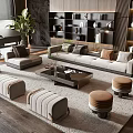 Modern sofa coffee table combination sofa coffee table group 3d model