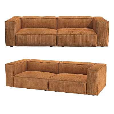 Modern Brown Velvet Two-Seater Sofa With Armrests And Comfortable Seating Design 3d model