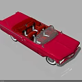 Red Classic Convertible Car With Open Top And Leather Seats