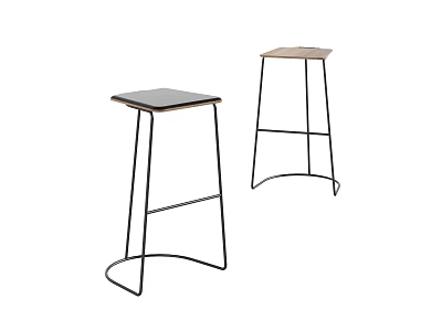 Stylish Modern Bar Stools With Square Seats And Metal Frame Design 3d model