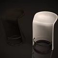 Modern Brown and White Bar Stools with Curved Seats and Circular Bases