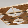 Modern Wooden Ceiling Design With Triangular Grid And Layered Linear Structure