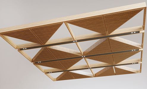 Modern ceiling wood grid shape ceiling 3d model