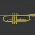Shiny Golden Brass Trumpet with Reflection on Black Display Background