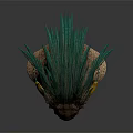 Mythical Creature Character Head Model With Green Spiky Mane Brown Skin And Yellow Base