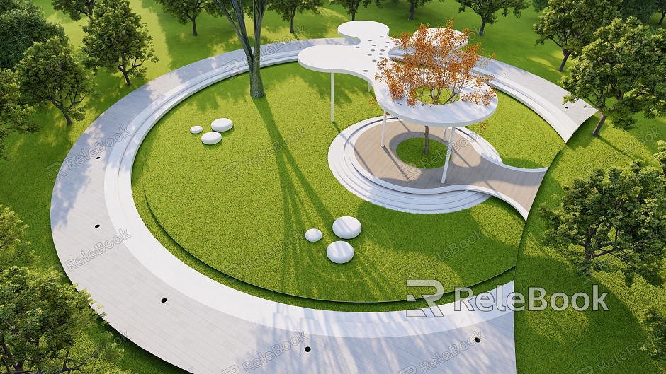 Modern Park Landscape Seat Planting Pool Outdoor Landscape Seat Corridor Rack Park Landscape Park Small Square Street Corner Small Park model