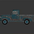 Vintage Blue Truck Model With Rustic Finish And Retro Design On Dark Background
