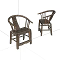 Pair Of Vintage Wooden Leisure Chairs With Curved Armrests And Classic Design
