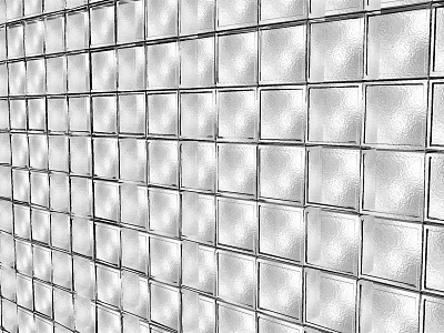 Square Transparent Glass Block Wall With Glossy Surface And Neat Arrangement 3d model