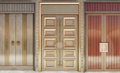 New Chinese Double Door 3d model