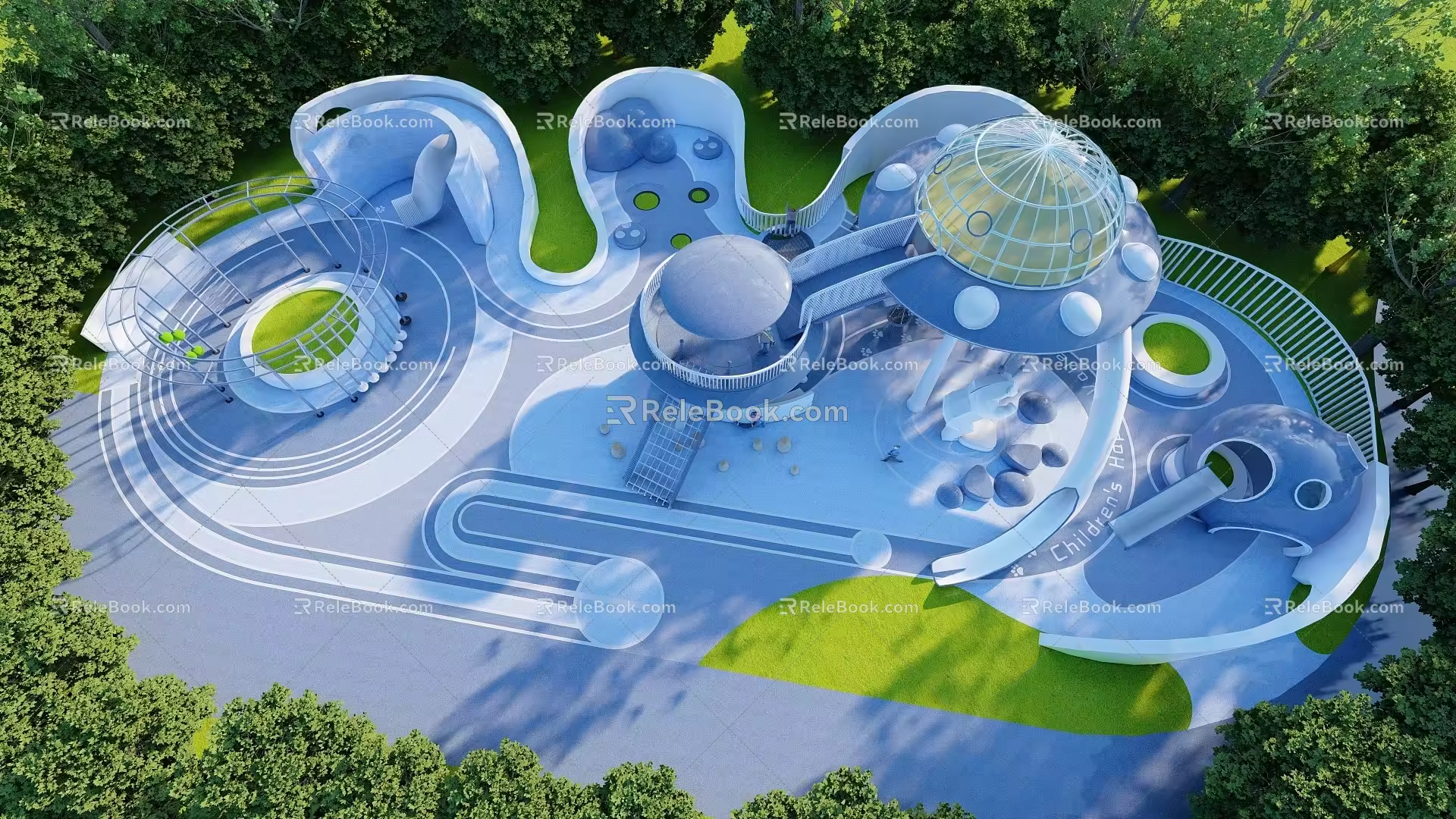 Modern Children's Play Area Children's Paradise Spaceship Theme Park Cloud Paradise Spaceship Theme Framework 3d model