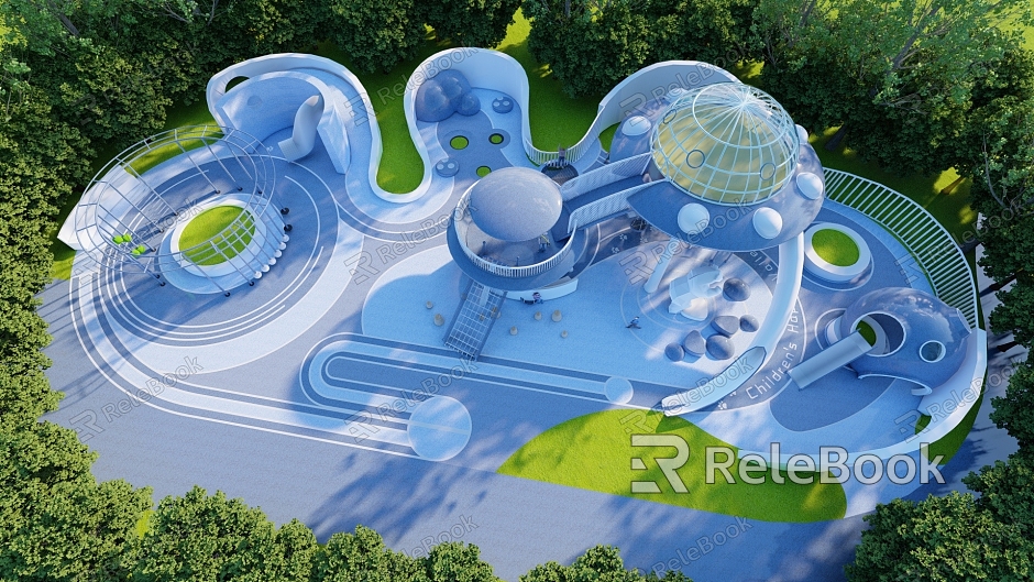 Modern Children's Play Area Children's Paradise Spaceship Theme Park Cloud Paradise Spaceship Theme Framework model